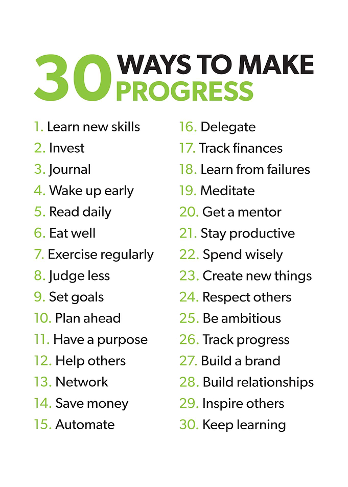 30 Ways To Make Progress