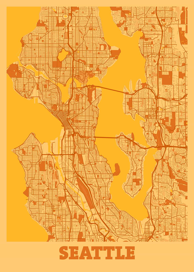 Seattle Sunset City Map