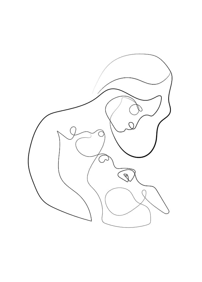 Women with pet one line