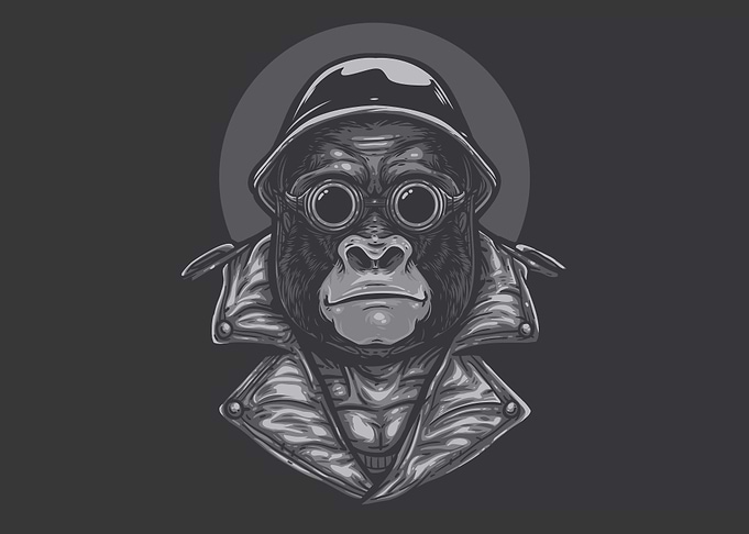 Gorilla biker detailed art