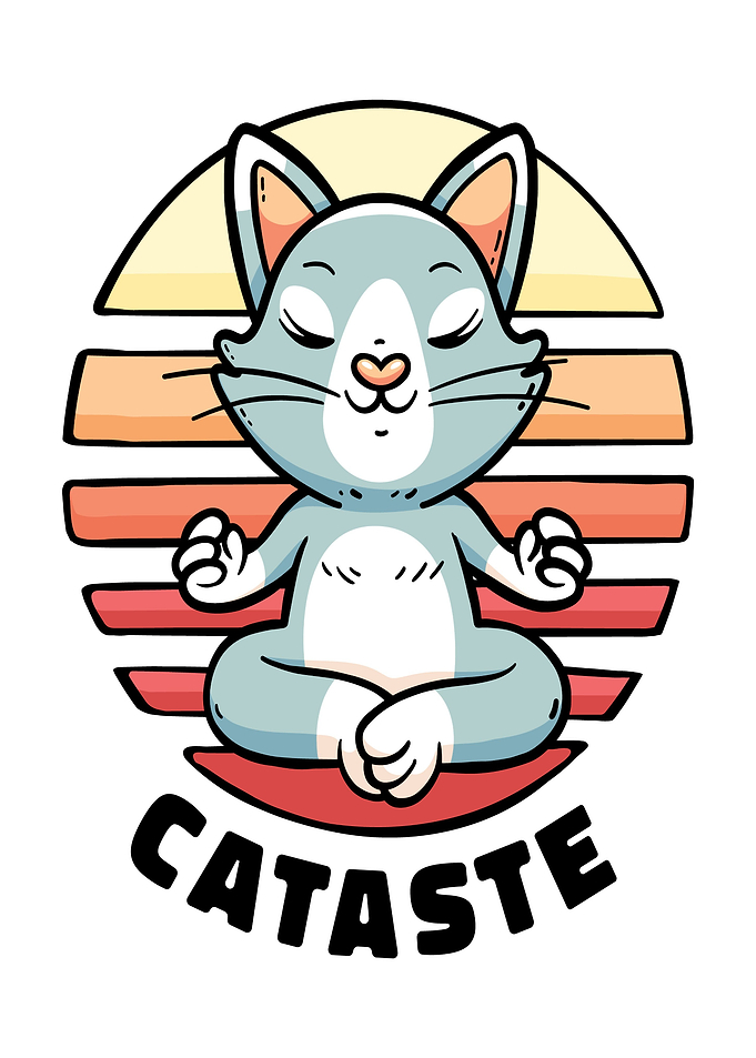 CUTE CAT NAMASTE RETRO
