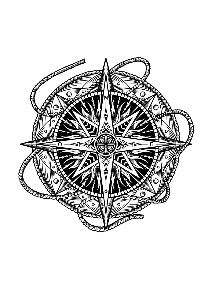 HAND DRAWN COMPASS