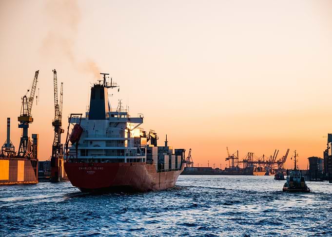 big boat sunset blue sea