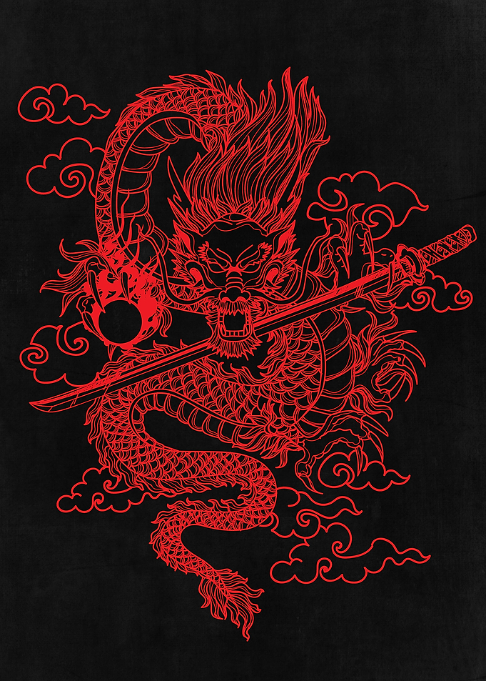 Red Chinese Dragon Tattoo