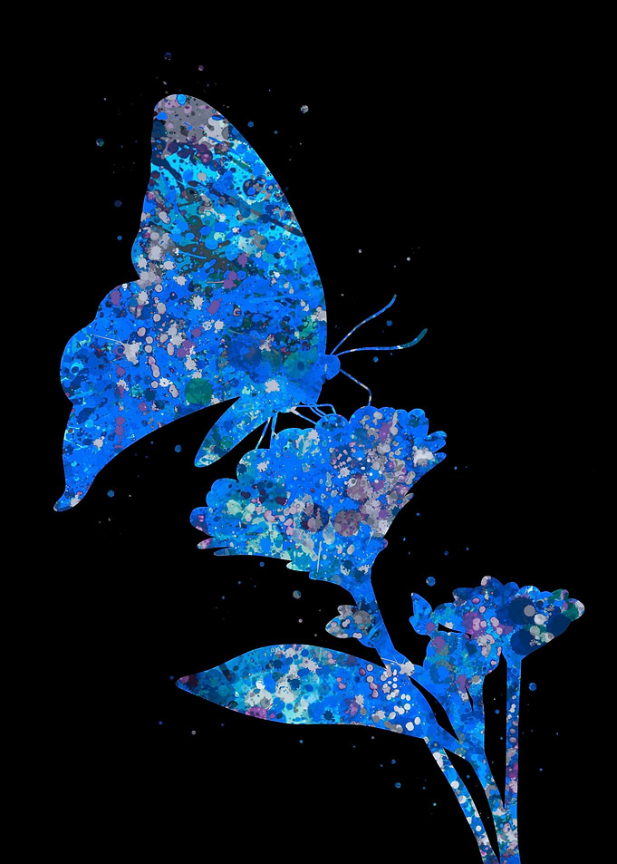 Butterfly flower blue art