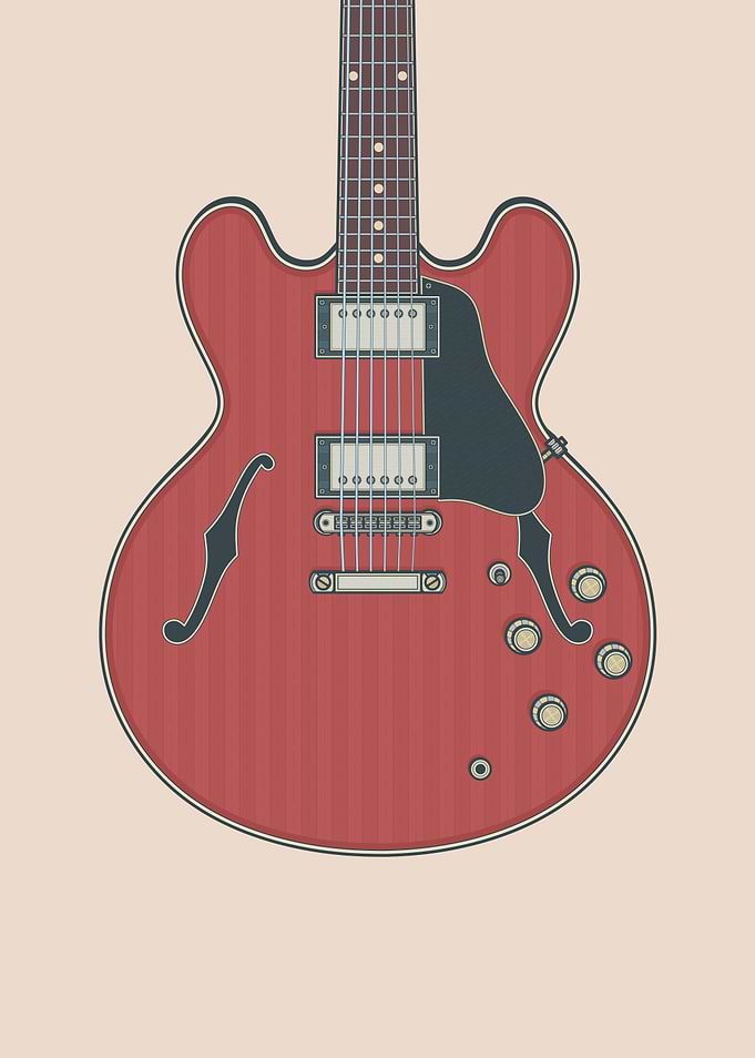 Cherry Hollow Body Guitar