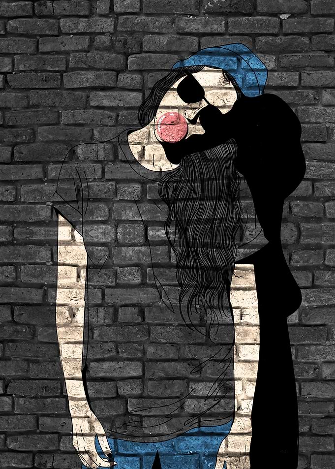 Funny young Woman Graffiti