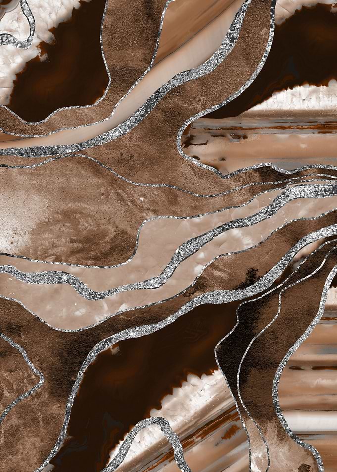 Brown Marble Agate Silver