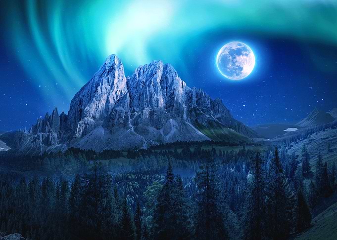 Northen lights by the Moon