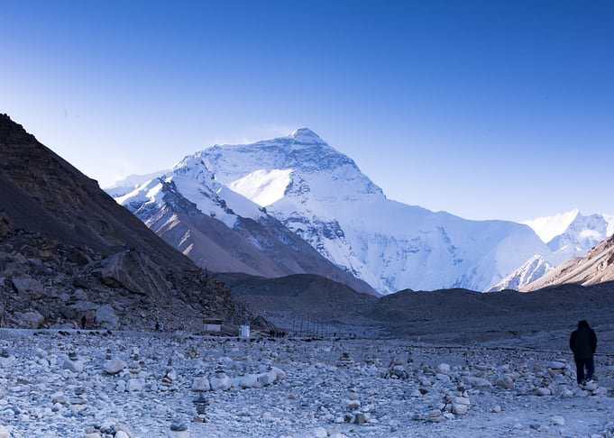 At base of Mount Everest
