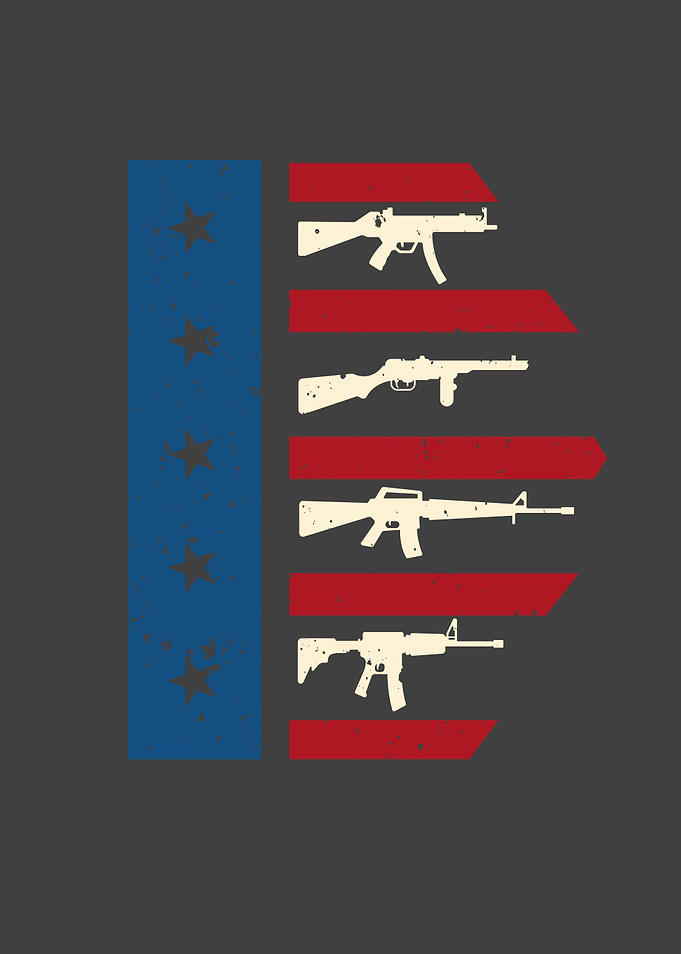 American Flag With Guns