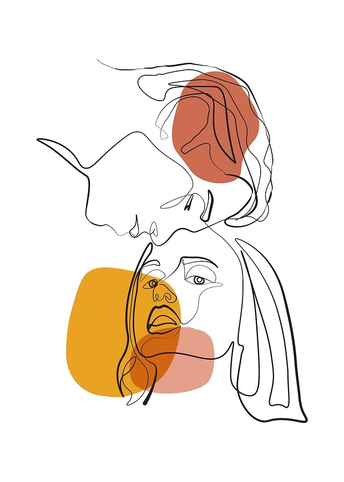 Aesthetic Line Art Couple
