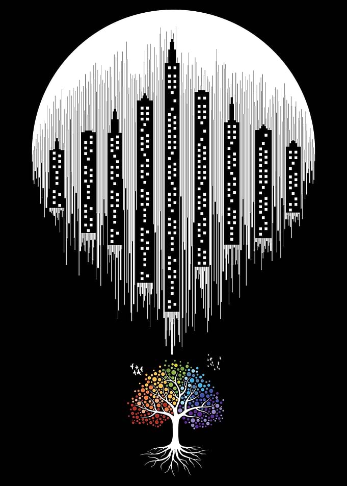 Nature and City downpour
