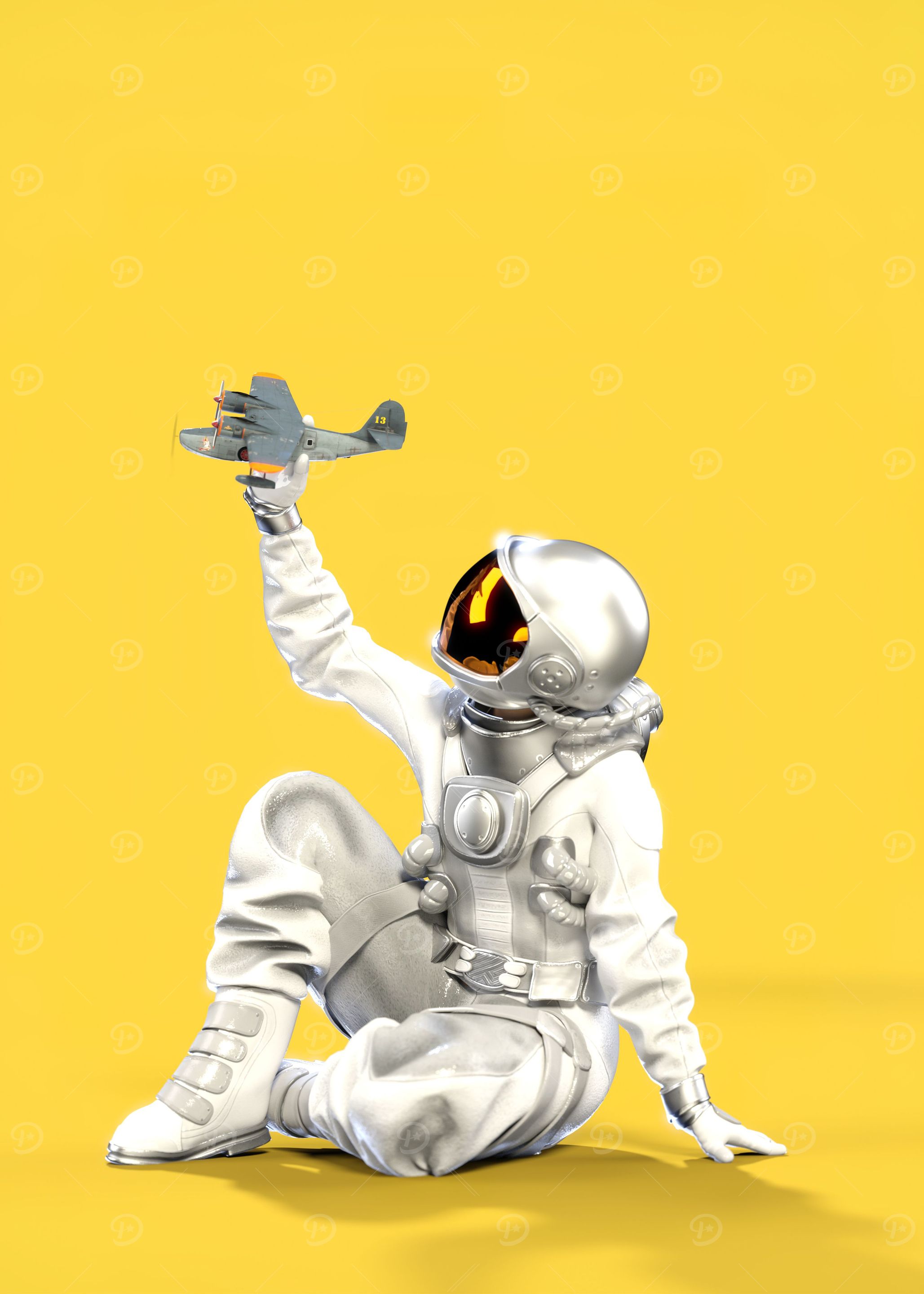 Astronaut and airplane