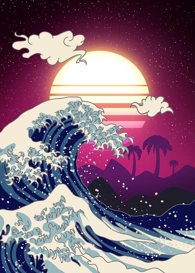 Kanagawa retro wave
