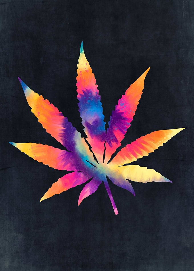 Weed Leaf Tie Dye Print
