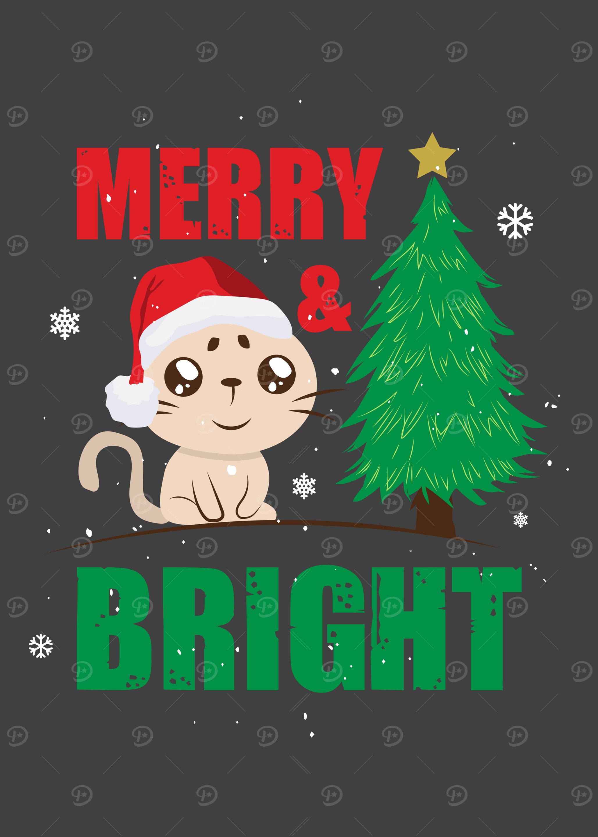 Merry Cat with Santa hat