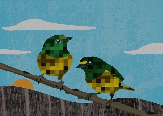 Two cute bird