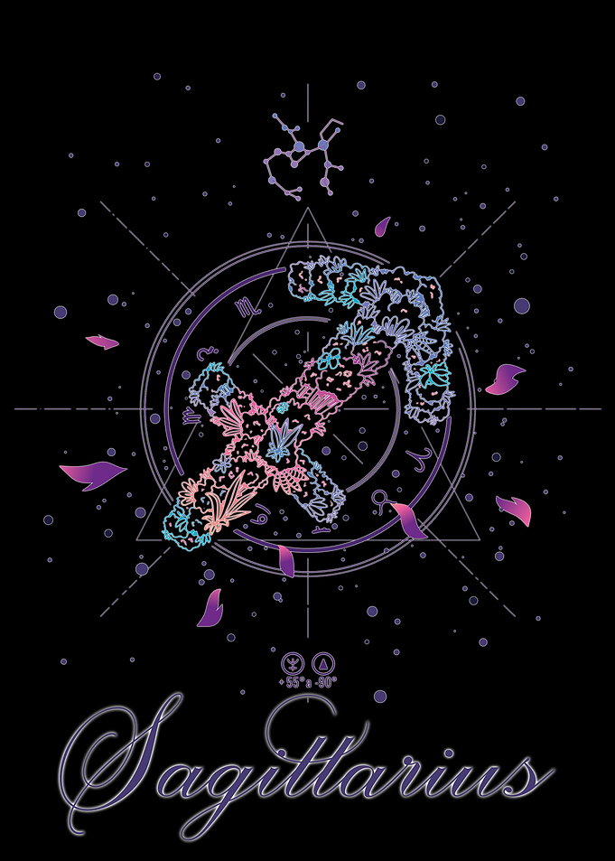 Sagittarius zodiac floral