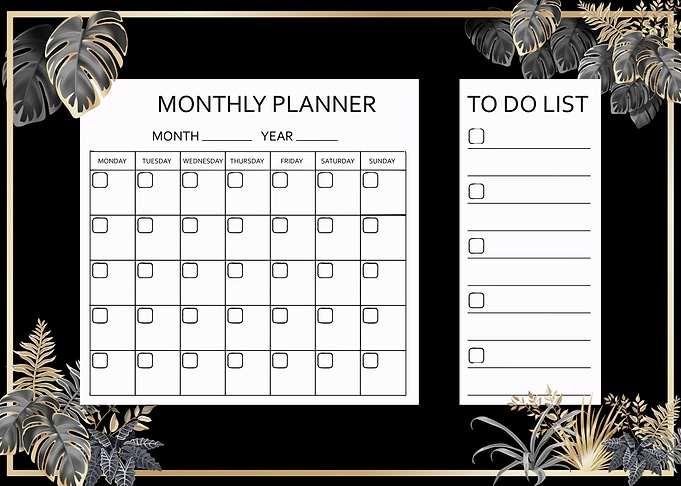 Monthly planner art deco