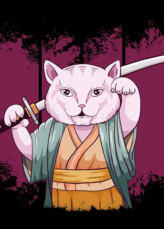 Maneki Neko Samurai Cat