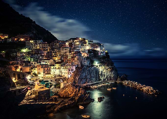 Manarola Italy City Night