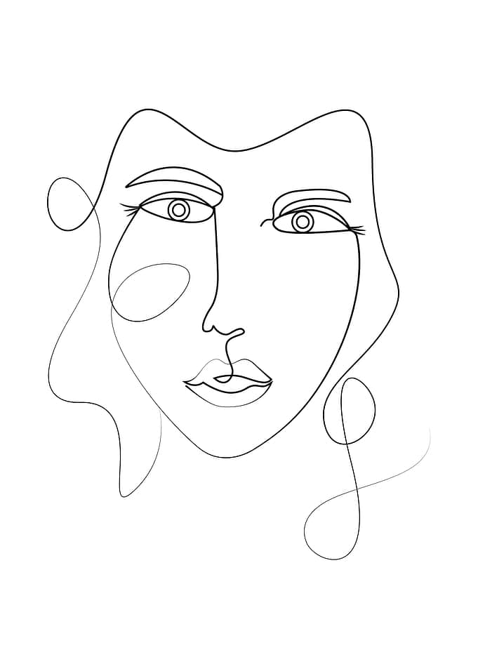 One Line Art face woman