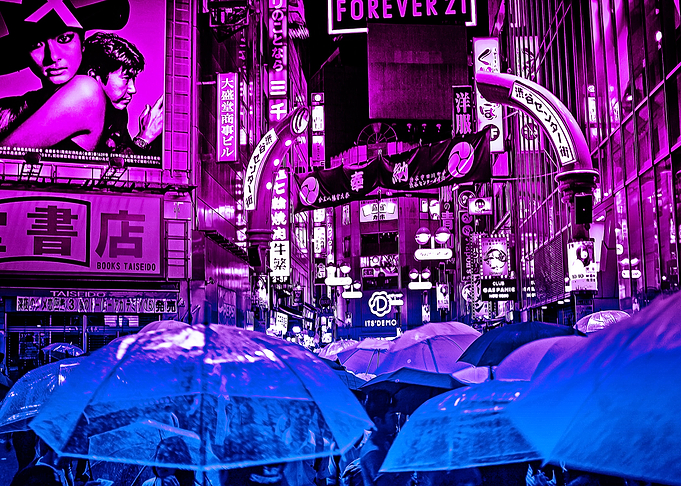 Neon Night City In Japan