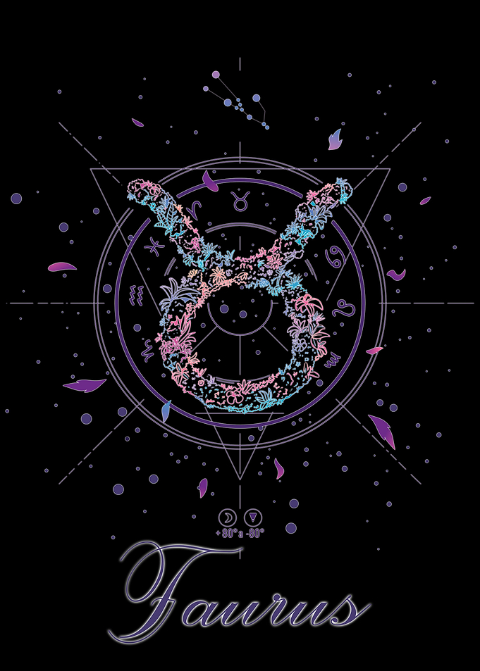 taurus zodiac sign floral