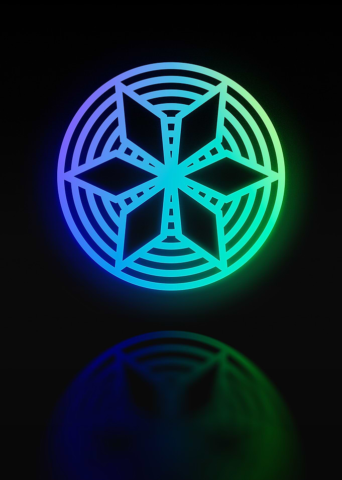 Neon Geometric Glyph Sign