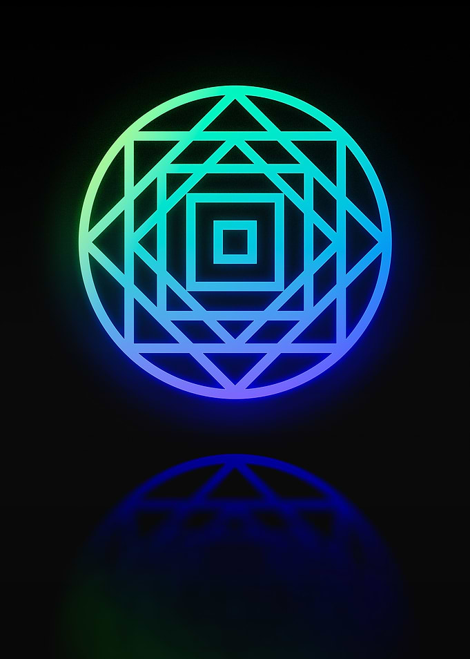 Neon Geometric Glyph Sign