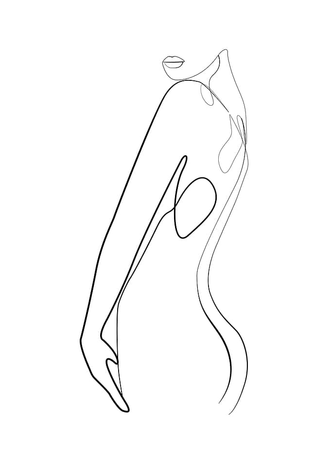One Line Art Body Woman