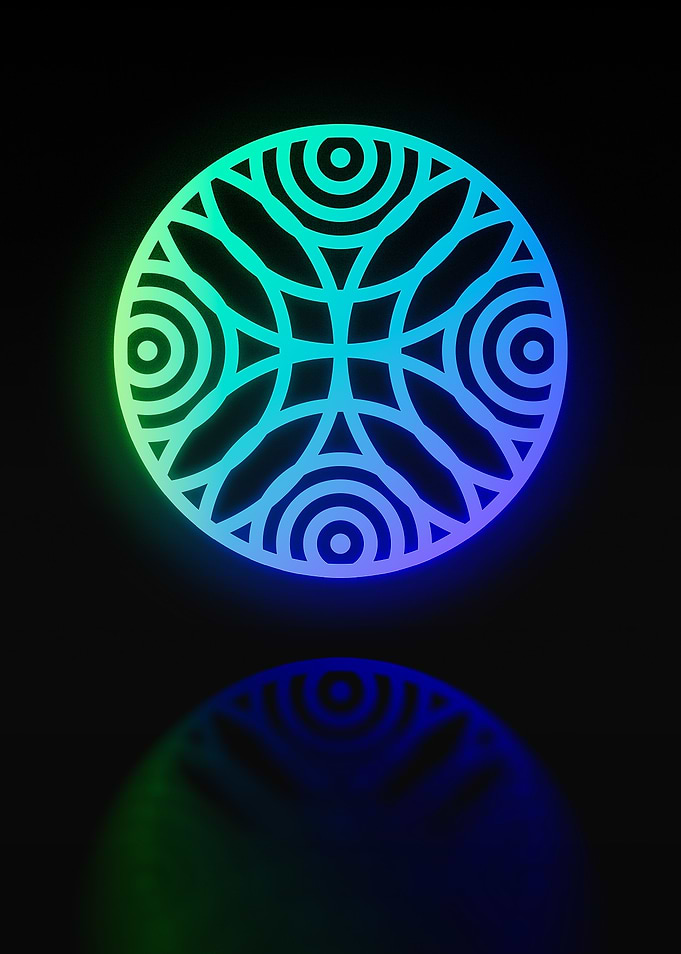 Neon Geometric Glyph Sign