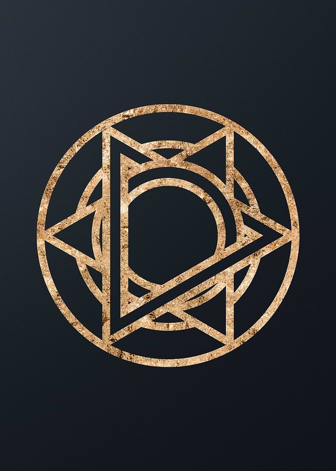 Gold Geometric Glyph Sign