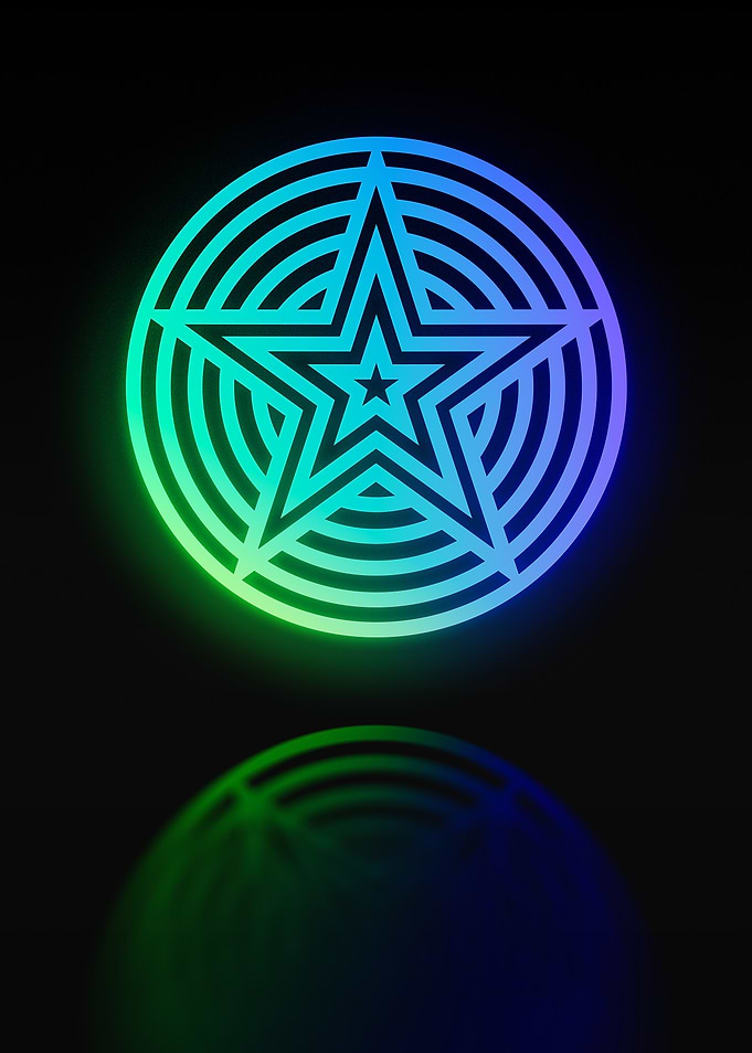 Neon Geometric Glyph Sign