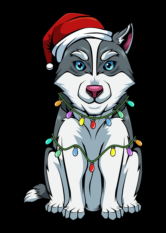 Siberian Husky Dog Santa