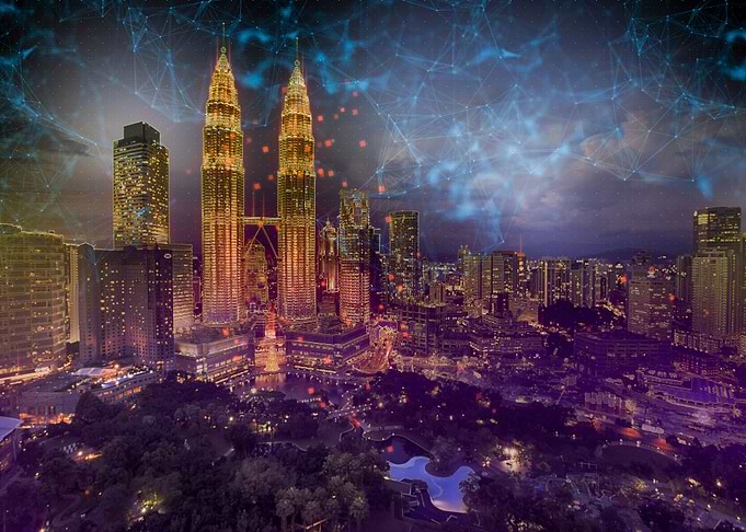 Fantasy city at night