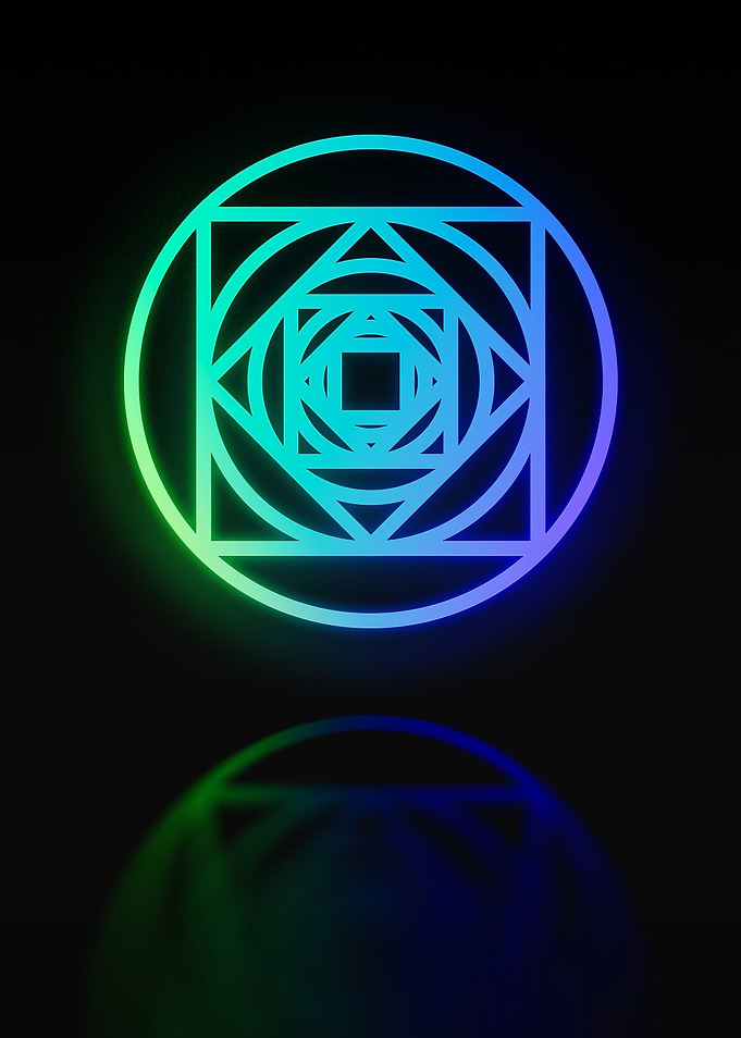 Neon Geometric Glyph Sign