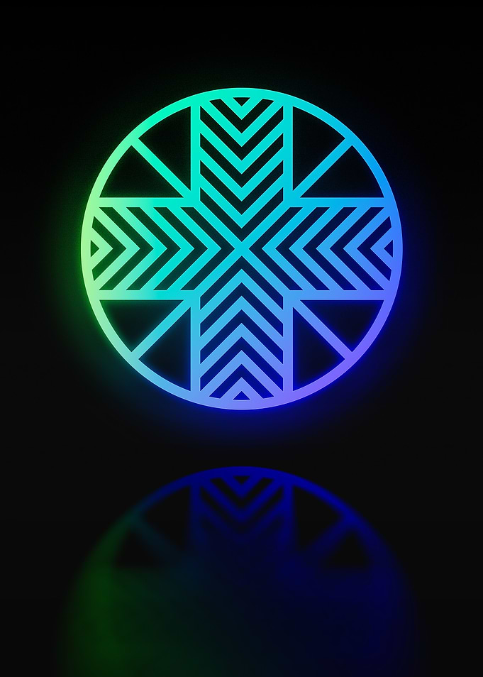 Neon Geometric Glyph Sign