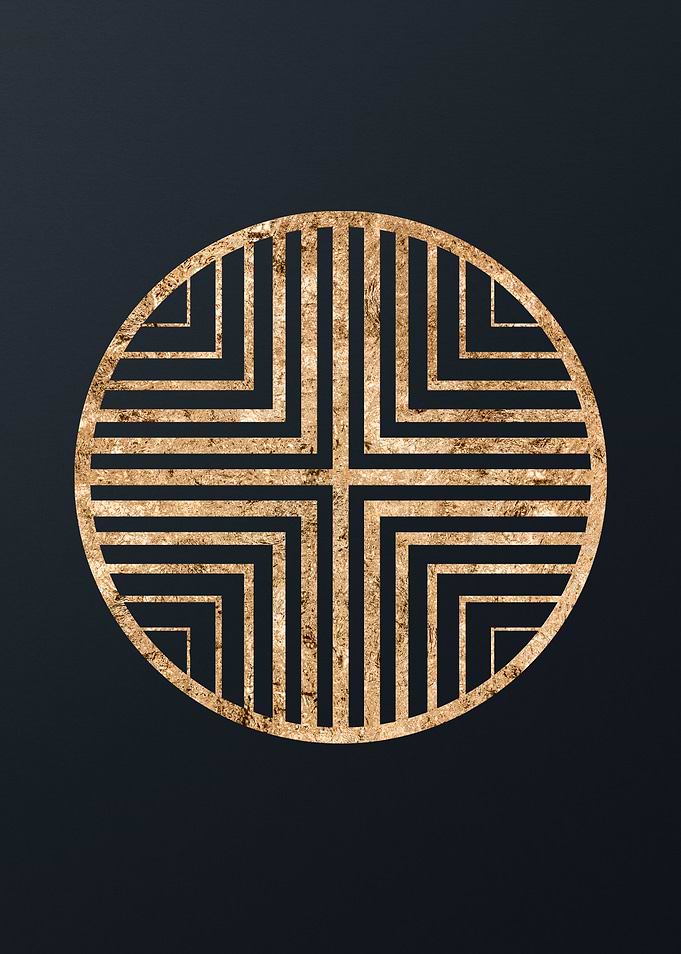 Gold Geometric Glyph Sign
