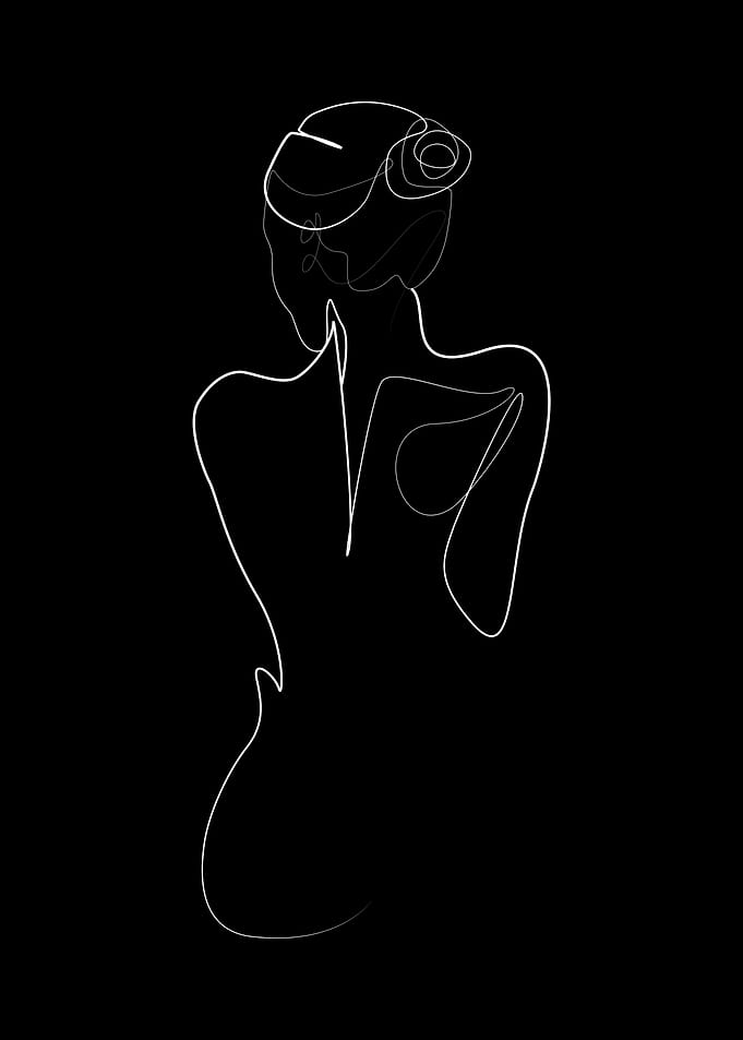 One line art woman nude
