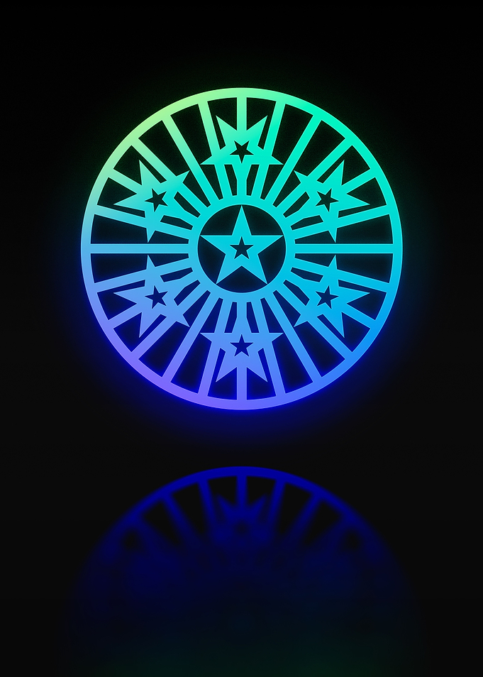 Neon Geometric Glyph Sign