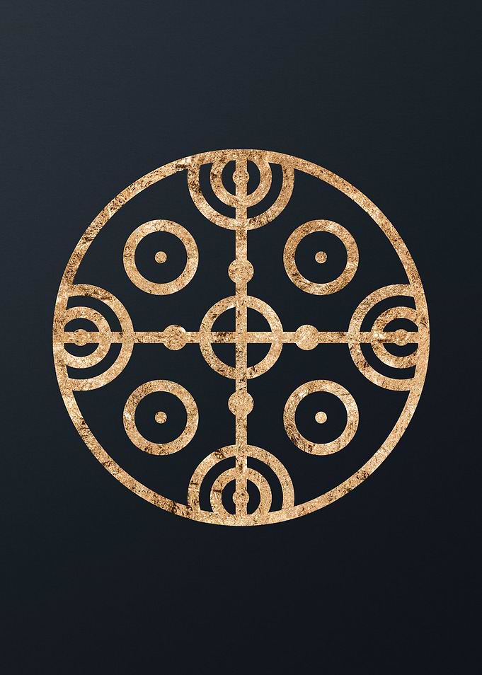 Gold Geometric Glyph Sign