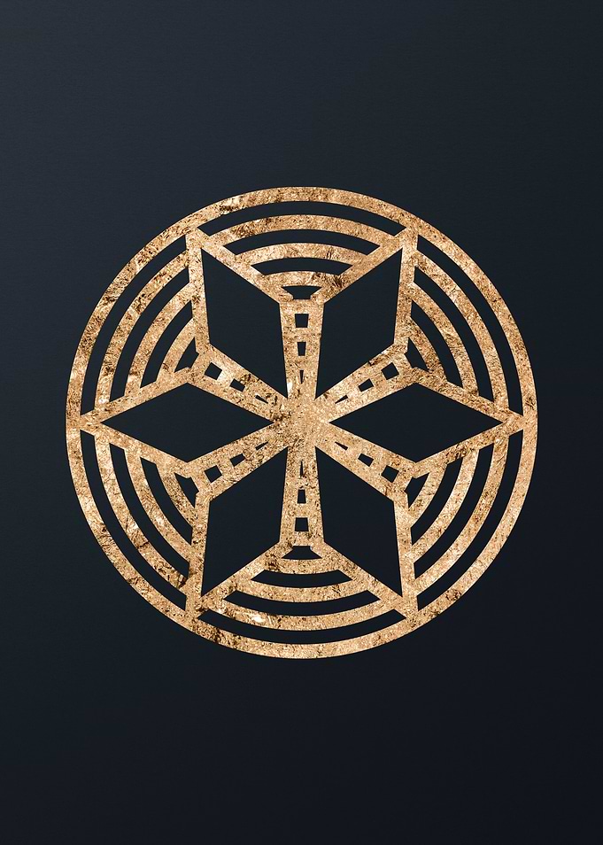 Gold Geometric Glyph Sign