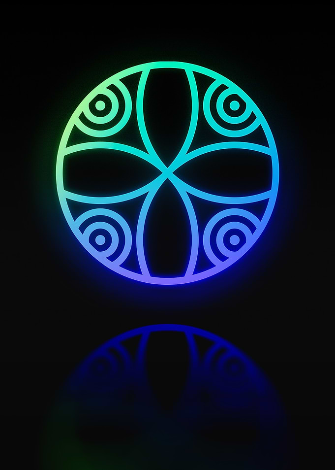 Neon Geometric Glyph Sign