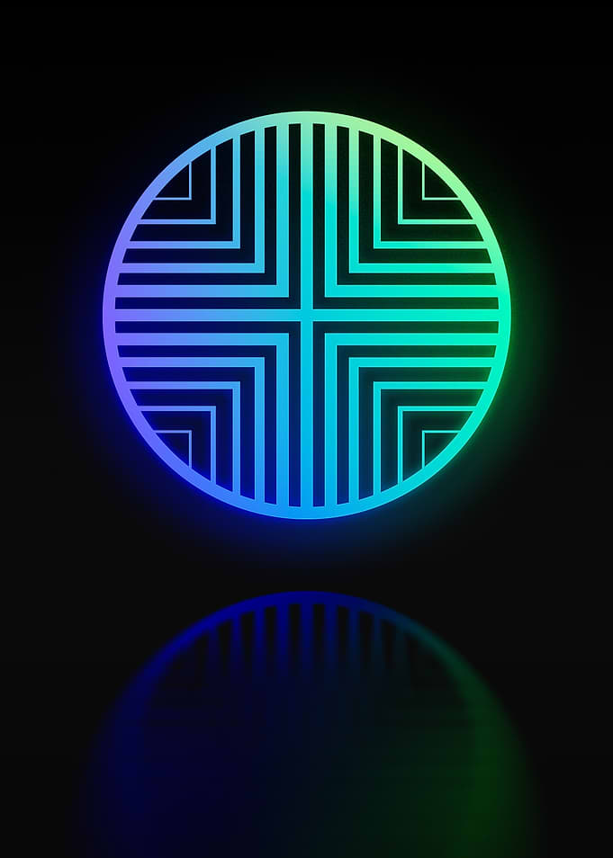 Neon Geometric Glyph Sign