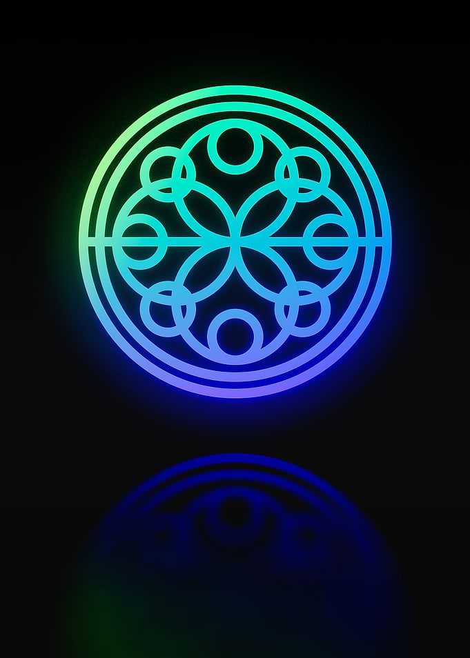 Neon Geometric Glyph Sign