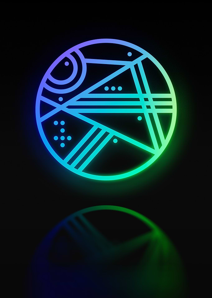 Neon Geometric Glyph Sign