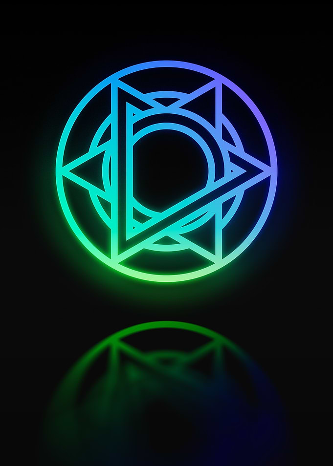 Neon Geometric Glyph Sign