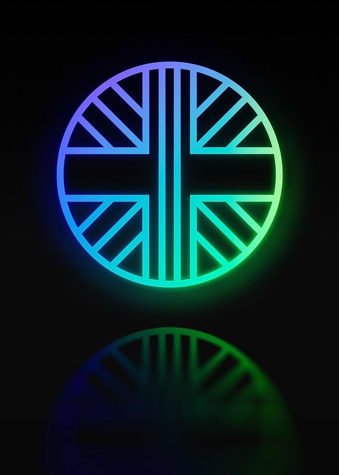 Neon Geometric Glyph Sign